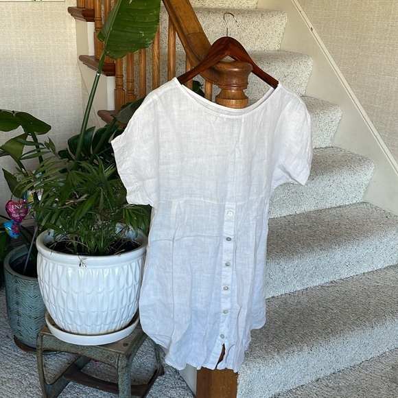 Terzo Millennio Women's White Cream Linen Tunic Top - Picture 7 of 13